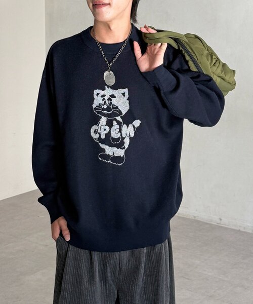 セール】【ANYMAL】マスコットキャラスウェットライクニット（ニット