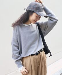 《手洗い可能》ミラノリブラメ入り裾ラウンドニット