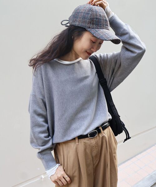 le.coeur blanc(ルクールブラン)の「《手洗い可能》ミラノリブラメ入り裾ラウンドニット(ニット/セーター・レディース・ブラウン/ラベンダー/ライトグレー/グリーン/アイボリー/ブラック/イエロー・38)」の22枚目の写真