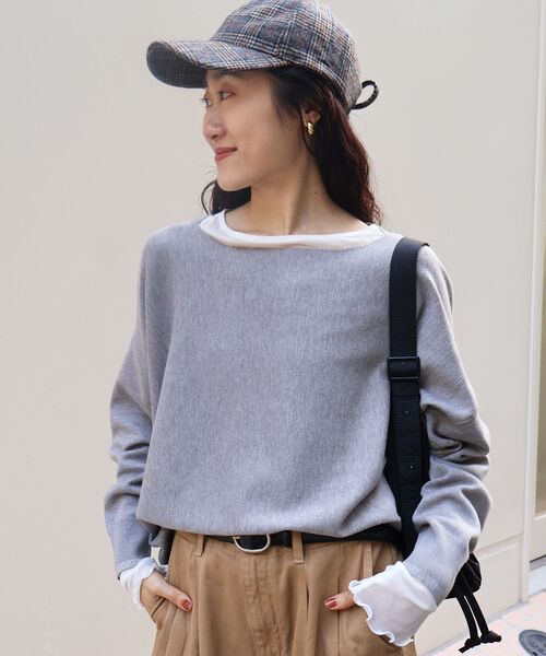 le.coeur blanc(ルクールブラン)の「《手洗い可能》ミラノリブラメ入り裾ラウンドニット(ニット/セーター・レディース・ブラウン/ラベンダー/ライトグレー/グリーン/アイボリー/ブラック/イエロー・38)」の18枚目の写真