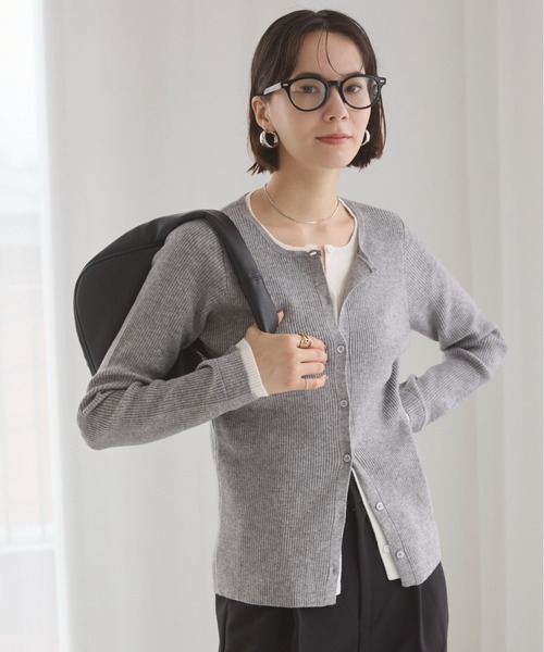 フェイクレイヤード 配色ニット カーディガン（カーディガン/ボレロ