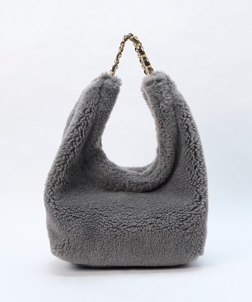 VIOLAd'ORO(ヴィオラドーロ)の「【VIOLAd'ORO】ELMO-ボアムートンチェーンバッグ(ショルダーバッグ・レディース・ダークグレー・FREE)」の8枚目の写真