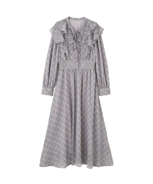 JILL by JILL STUART(ジルバイジルスチュアート)の「◇ベロア配色チェックラッフルワンピース(ワンピース・レディース・パープル系その他/グレー系その他/グリーン系その他・FREE)」の17枚目の写真