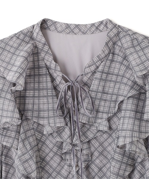 JILL by JILL STUART(ジルバイジルスチュアート)の「◇ベロア配色チェックラッフルワンピース(ワンピース・レディース・パープル系その他/グレー系その他/グリーン系その他・FREE)」の19枚目の写真