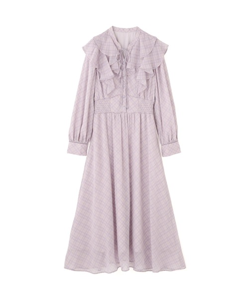 JILL by JILL STUART(ジルバイジルスチュアート)の「◇ベロア配色チェックラッフルワンピース(ワンピース・レディース・パープル系その他/グレー系その他/グリーン系その他・FREE)」の15枚目の写真