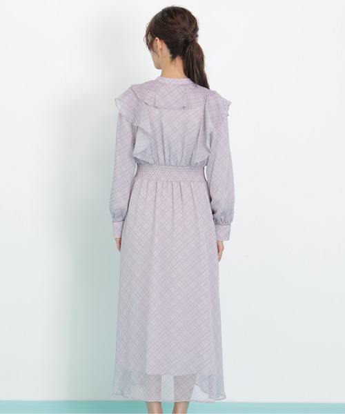 JILL by JILL STUART(ジルバイジルスチュアート)の「◇ベロア配色チェックラッフルワンピース(ワンピース・レディース・パープル系その他/グレー系その他/グリーン系その他・FREE)」の7枚目の写真