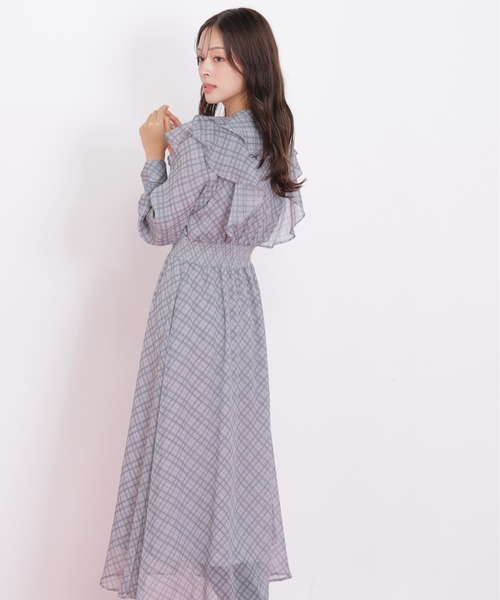 JILL by JILL STUART(ジルバイジルスチュアート)の「◇ベロア配色チェックラッフルワンピース(ワンピース・レディース・パープル系その他/グレー系その他/グリーン系その他・FREE)」の13枚目の写真