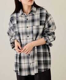 NAVY | nAvy オンブレチェック切り替えネルシャツ(シャツ/ブラウス)