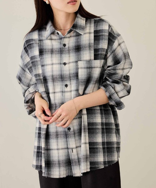 NAVY(ネイビー)の「nAvy オンブレチェック切り替えネルシャツ(シャツ/ブラウス・メンズ・ブルー/ブラック/ブラウン・M/S/XL/L)」の2枚目の写真
