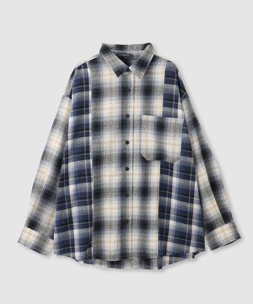 NAVY(ネイビー)の「nAvy オンブレチェック切り替えネルシャツ(シャツ/ブラウス・メンズ・ブルー/ブラック/ブラウン・M/S/XL/L)」の14枚目の写真