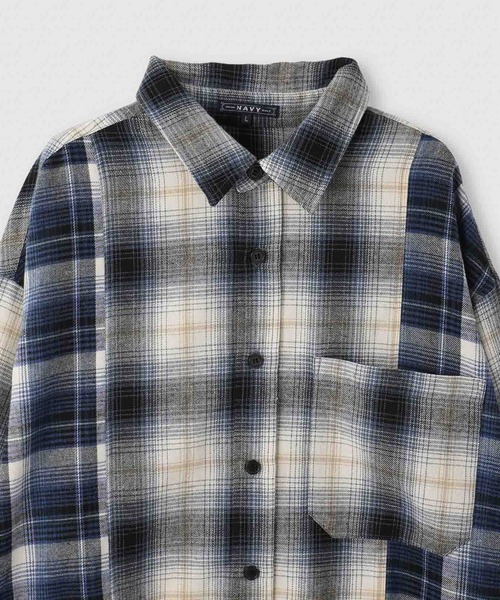NAVY(ネイビー)の「nAvy オンブレチェック切り替えネルシャツ(シャツ/ブラウス・メンズ・ブルー/ブラック/ブラウン・M/S/XL/L)」の18枚目の写真
