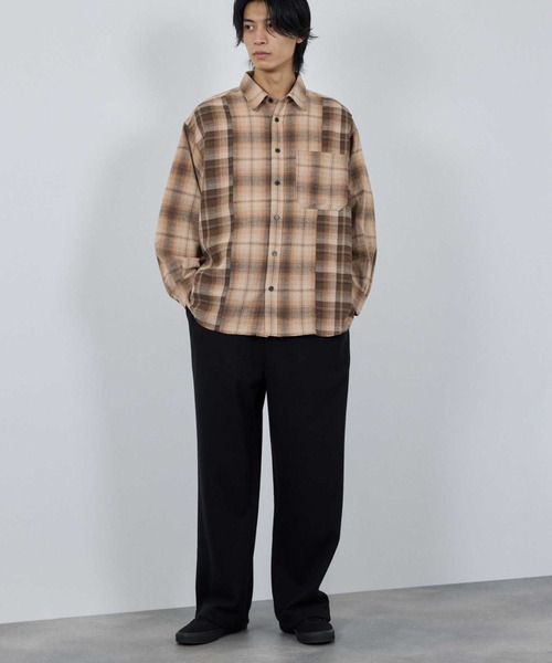 NAVY(ネイビー)の「nAvy オンブレチェック切り替えネルシャツ(シャツ/ブラウス・メンズ・ブルー/ブラック/ブラウン・M/S/XL/L)」の9枚目の写真