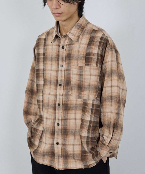 NAVY(ネイビー)の「nAvy オンブレチェック切り替えネルシャツ(シャツ/ブラウス・メンズ・ブルー/ブラック/ブラウン・M/S/XL/L)」の10枚目の写真