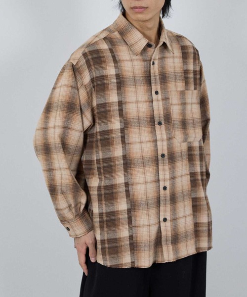 NAVY(ネイビー)の「nAvy オンブレチェック切り替えネルシャツ(シャツ/ブラウス・メンズ・ブルー/ブラック/ブラウン・M/S/XL/L)」の11枚目の写真