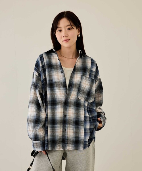 NAVY(ネイビー)の「nAvy オンブレチェック切り替えネルシャツ(シャツ/ブラウス・メンズ・ブルー/ブラック/ブラウン・M/S/XL/L)」の21枚目の写真