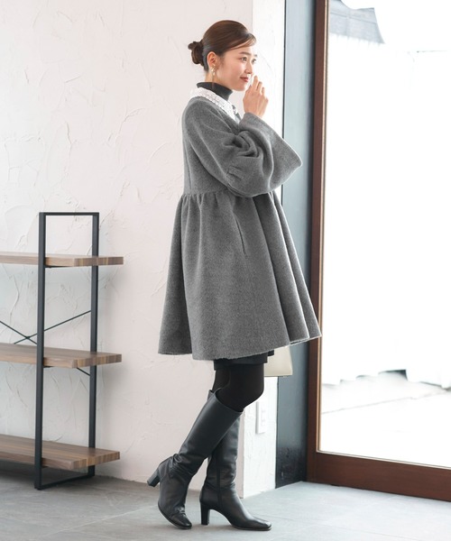 レース襟 付き ウールコート ｜ アウター / コート / ロングコート