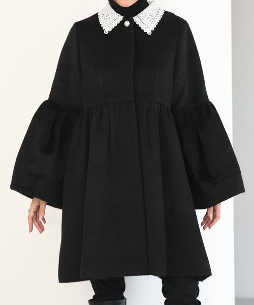 セール】レース襟 付き ウールコート ｜ アウター / コート / ロング