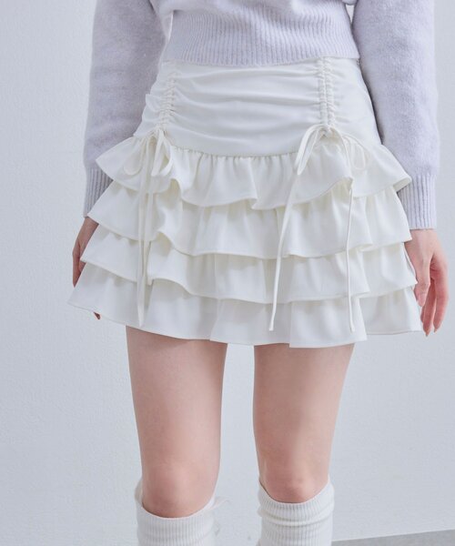 OLIVE des OLIVE（オリーブデオリーブ）の「ウエストドロストティアードスカート（スカート・レディース・アイボリー/レオパード/オフホワイト・FREE）」の20枚目の写真