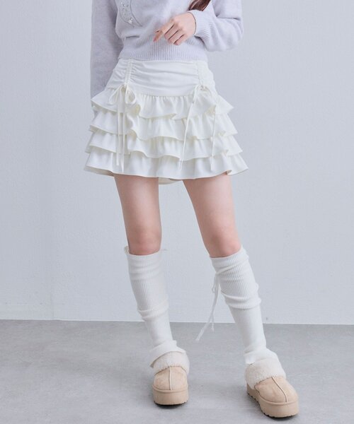 OLIVE des OLIVE（オリーブデオリーブ）の「ウエストドロストティアードスカート（スカート・レディース・アイボリー/レオパード/オフホワイト・FREE）」の21枚目の写真