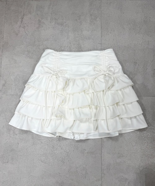 OLIVE des OLIVE（オリーブデオリーブ）の「ウエストドロストティアードスカート（スカート・レディース・アイボリー/レオパード/オフホワイト・FREE）」の15枚目の写真