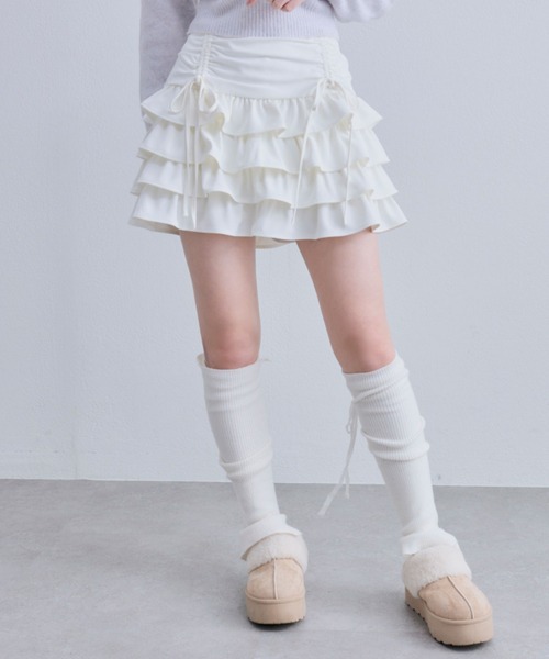 OLIVE des OLIVE（オリーブデオリーブ）の「ウエストドロストティアードスカート（スカート・レディース・アイボリー/レオパード/オフホワイト・FREE）」の11枚目の写真