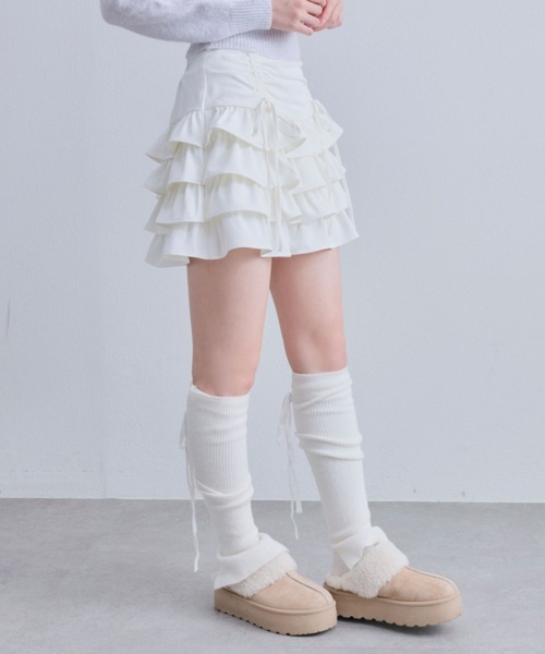 OLIVE des OLIVE（オリーブデオリーブ）の「ウエストドロストティアードスカート（スカート・レディース・アイボリー/レオパード/オフホワイト・FREE）」の12枚目の写真