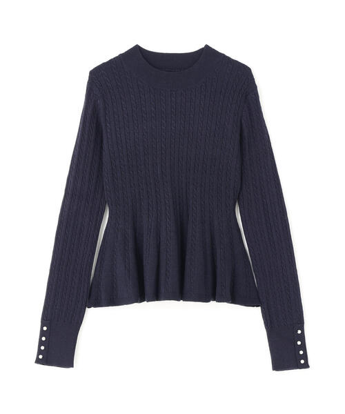 NATURAL BEAUTY BASIC(ナチュラルビューティーベーシック)の「◇ケーブルペプラムニット(ニット/セーター・レディース・ネイビー/ライトグリーン/オフホワイト・FREE)」の7枚目の写真