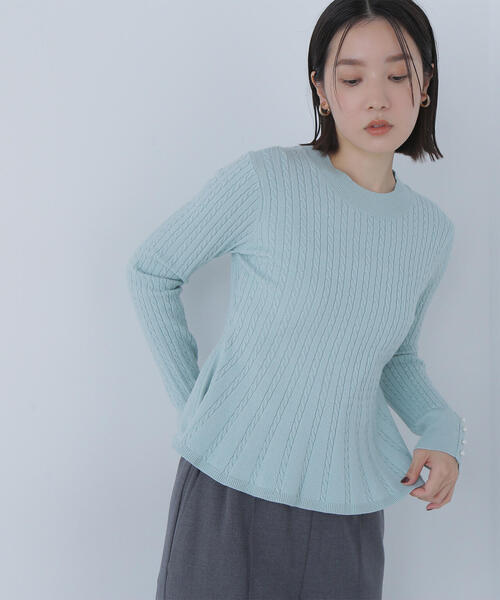 NATURAL BEAUTY BASIC(ナチュラルビューティーベーシック)の「◇ケーブルペプラムニット(ニット/セーター・レディース・ネイビー/ライトグリーン/オフホワイト・FREE)」の22枚目の写真