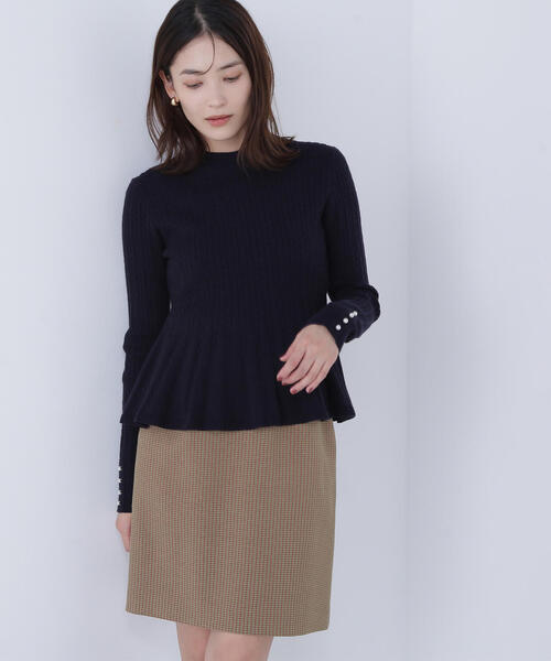 NATURAL BEAUTY BASIC(ナチュラルビューティーベーシック)の「◇ケーブルペプラムニット(ニット/セーター・レディース・ネイビー/ライトグリーン/オフホワイト・FREE)」の3枚目の写真