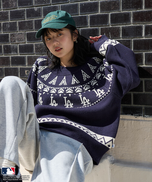 FREAK'S STORE（フリークスストア）の「MLB ノルディックニット（ニット/セーター・レディース・オフホワイト/ブラウン/ネイビー・ﾌﾘ-）」の3枚目の写真