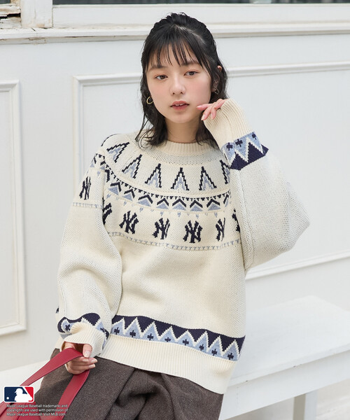 FREAK'S STORE（フリークスストア）の「MLB ノルディックニット（ニット/セーター・レディース・オフホワイト/ブラウン/ネイビー・ﾌﾘ-）」の9枚目の写真