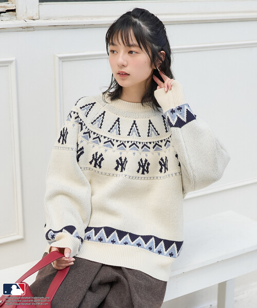 FREAK'S STORE（フリークスストア）の「MLB ノルディックニット（ニット/セーター・レディース・オフホワイト/ブラウン/ネイビー・ﾌﾘ-）」の10枚目の写真