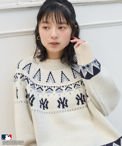 FREAK'S STORE（フリークスストア）の「MLB ノルディックニット（ニット/セーター・レディース・オフホワイト/ブラウン/ネイビー・ﾌﾘ-）」の14枚目の写真