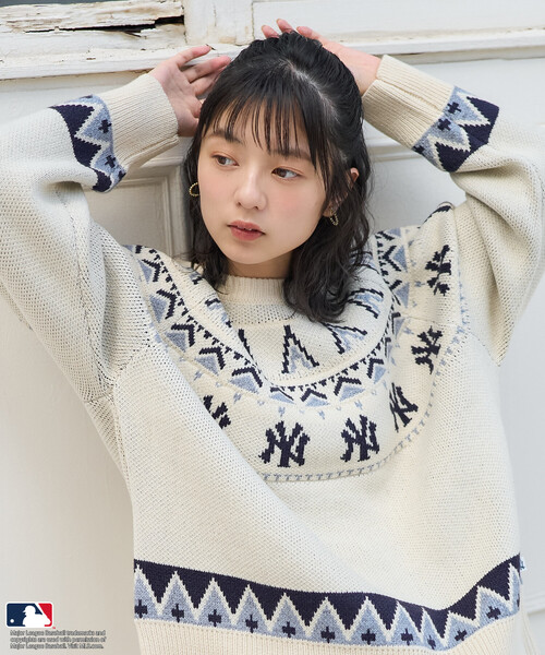 FREAK'S STORE（フリークスストア）の「MLB ノルディックニット（ニット/セーター・レディース・オフホワイト/ブラウン/ネイビー・ﾌﾘ-）」の15枚目の写真