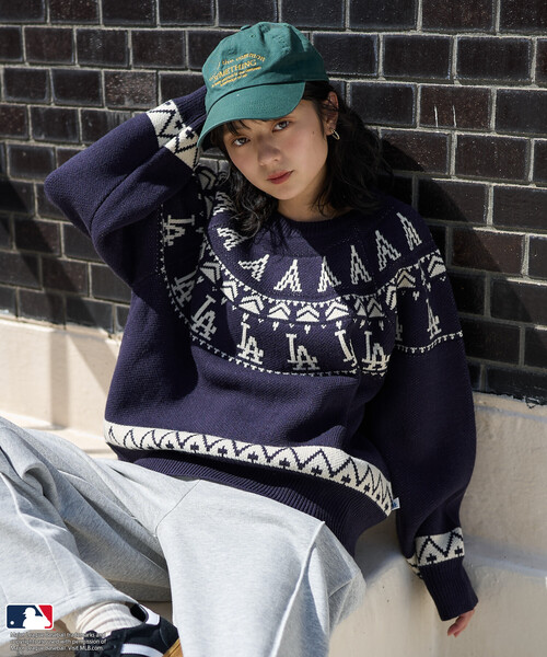 FREAK'S STORE（フリークスストア）の「MLB ノルディックニット（ニット/セーター・レディース・オフホワイト/ブラウン/ネイビー・ﾌﾘ-）」の19枚目の写真