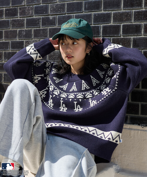 FREAK'S STORE（フリークスストア）の「MLB ノルディックニット（ニット/セーター・レディース・オフホワイト/ブラウン/ネイビー・ﾌﾘ-）」の21枚目の写真