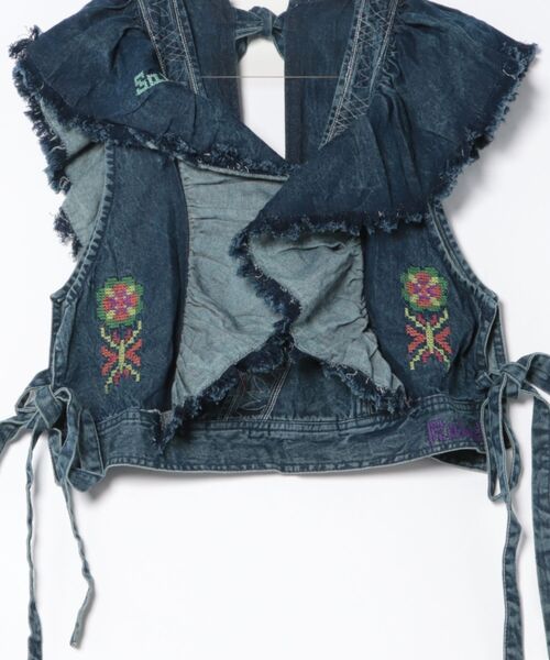 チャイハネ（チャイハネ）の「【チャイハネ】ディルバル ベスト風トップス（ベスト・レディース・ダークブルー/ライトブルー・FREE）」の8枚目の写真