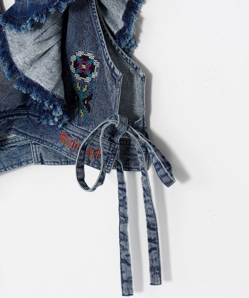 チャイハネ（チャイハネ）の「【チャイハネ】ディルバル ベスト風トップス（ベスト・レディース・ダークブルー/ライトブルー・FREE）」の7枚目の写真