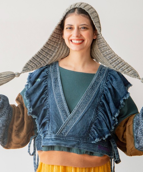 チャイハネ（チャイハネ）の「【チャイハネ】ディルバル ベスト風トップス（ベスト・レディース・ダークブルー/ライトブルー・FREE）」の5枚目の写真