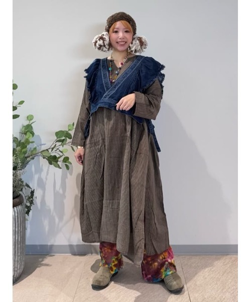 チャイハネ（チャイハネ）の「【チャイハネ】ディルバル ベスト風トップス（ベスト・レディース・ダークブルー/ライトブルー・FREE）」の13枚目の写真