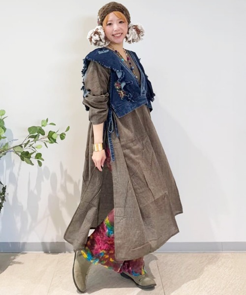 チャイハネ（チャイハネ）の「【チャイハネ】ディルバル ベスト風トップス（ベスト・レディース・ダークブルー/ライトブルー・FREE）」の14枚目の写真