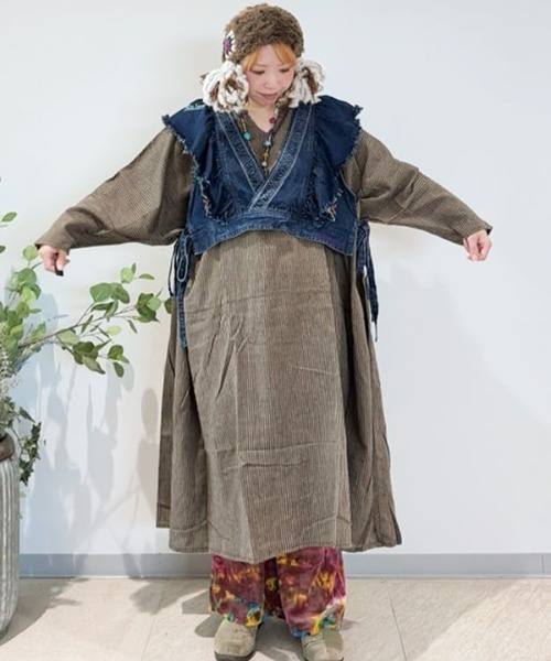 チャイハネ（チャイハネ）の「【チャイハネ】ディルバル ベスト風トップス（ベスト・レディース・ダークブルー/ライトブルー・FREE）」の17枚目の写真