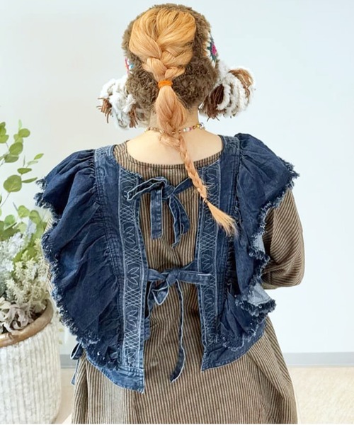 チャイハネ（チャイハネ）の「【チャイハネ】ディルバル ベスト風トップス（ベスト・レディース・ダークブルー/ライトブルー・FREE）」の16枚目の写真