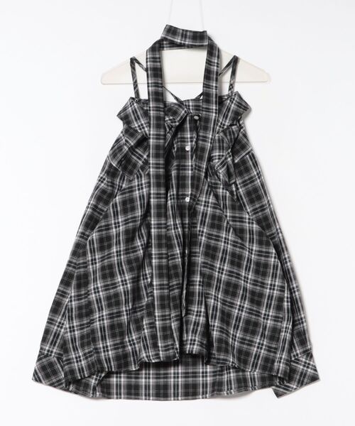 DURAS(デュラス)の「オフショルマルチチェックシャツ(シャツ/ブラウス・レディース・ブラウン/ネイビー/ブラック・FREE)」の14枚目の写真