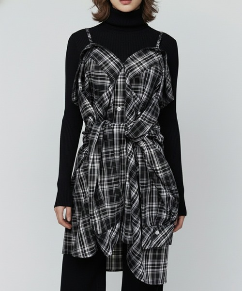 DURAS(デュラス)の「オフショルマルチチェックシャツ(シャツ/ブラウス・レディース・ブラウン/ネイビー/ブラック・FREE)」の17枚目の写真