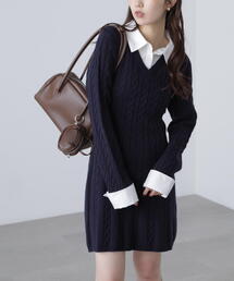 FREE'S MART | ◆レイヤード風ケーブルニットミニワンピース(ワンピース)