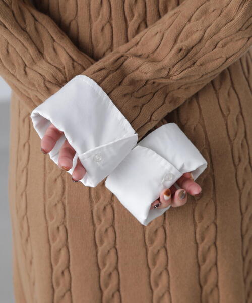 FREE'S MART（フリーズマート）の「◆レイヤード風ケーブルニットミニワンピース（ワンピース・レディース・ベージュ/ネイビー・SMALL/MEDIUM）」の17枚目の写真