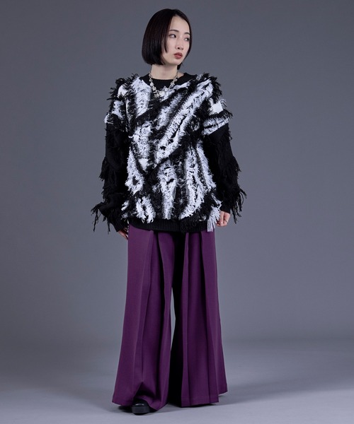 Ellno Loset（エルノロゼット）の「フリンジジャガードニットプルオーバー（ニット/セーター・メンズ・レッド/パープル/オフホワイト/ブラック・SMALL/MEDIUM/LARGE）」の6枚目の写真