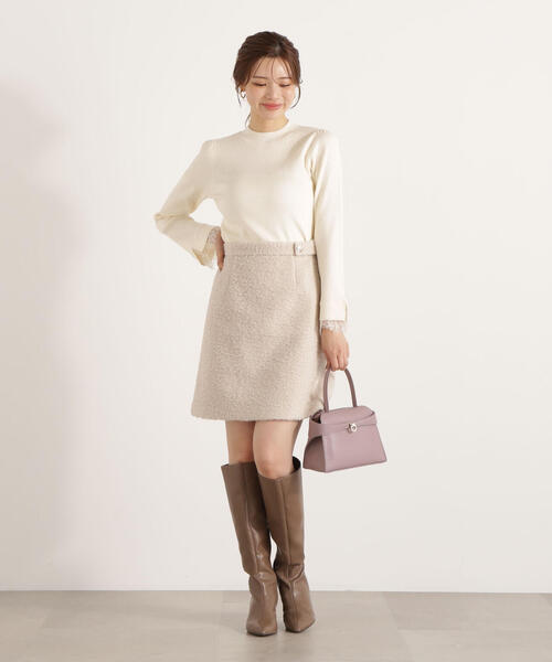 PROPORTION BODY DRESSING（プロポーションボディドレッシング）の「【加藤栞さん着用】シャギーミニスカート / 1215220107（スカート・レディース・ベージュ/ホワイト系その他/グレー・MEDIUM/SMALL）」の3枚目の写真