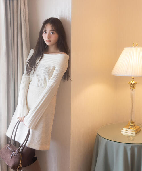 PROPORTION BODY DRESSING（プロポーションボディドレッシング）の「【加藤栞さん着用】シャギーミニスカート / 1215220107（スカート・レディース・ベージュ/ホワイト系その他/グレー・MEDIUM/SMALL）」の2枚目の写真